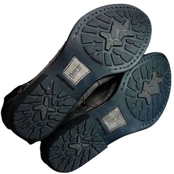 BORN Odom Leather Tall Riding Boots Gray Brown Distressed Buckle Strap Detail Wo - Picture 4 of 7